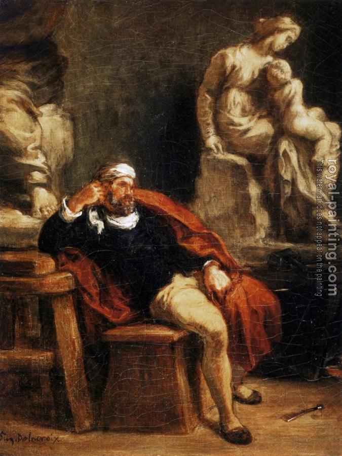 Eugene Delacroix : Michelangelo in his Studio
